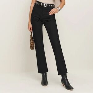 REFORMATION Cynthia High Rise Straight Black Jeans